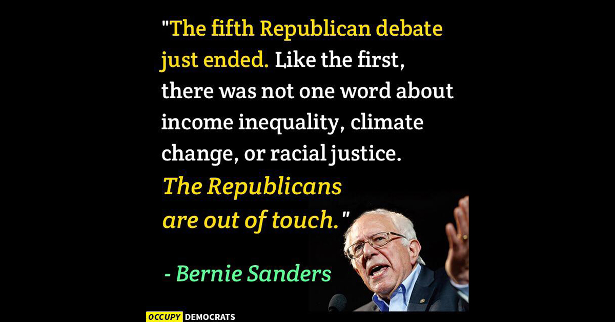 Bernie Points Out that GOP is Incapable of Discussing Real Issues