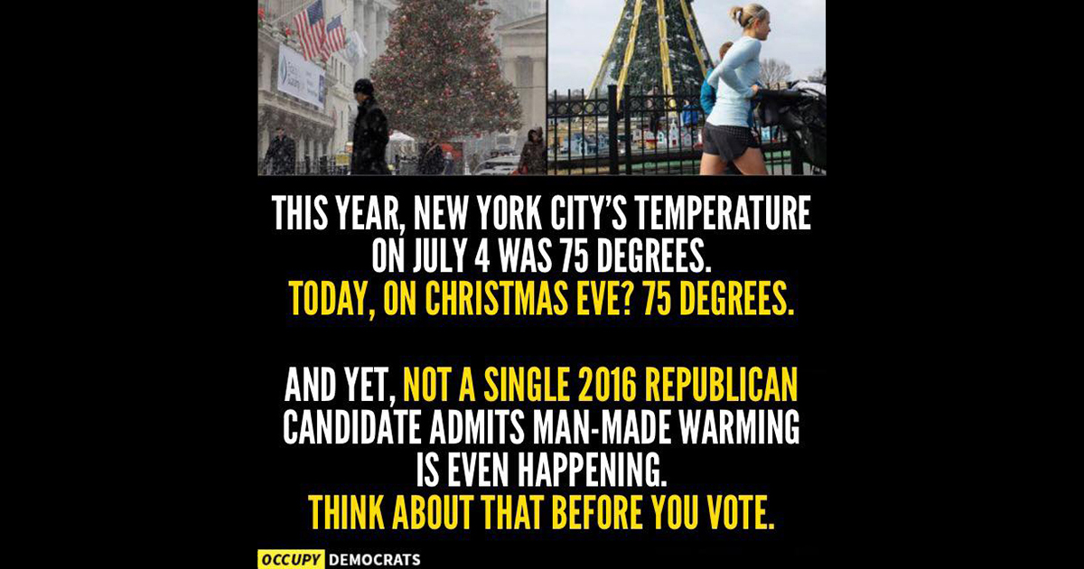 NYC Temperature Same July 4th as Xmas Day: GOP Says No Global Warming