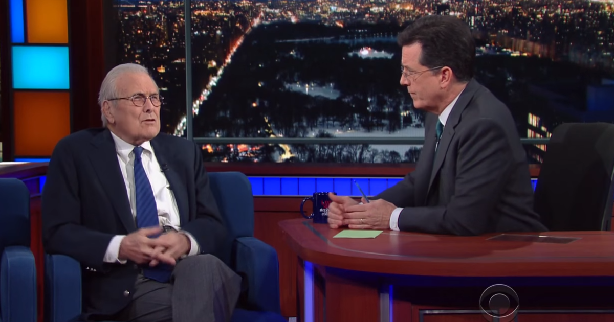 Colbert Interviews Donald Rumsfeld And Miraculously Gets A Straight Answer On WMDs