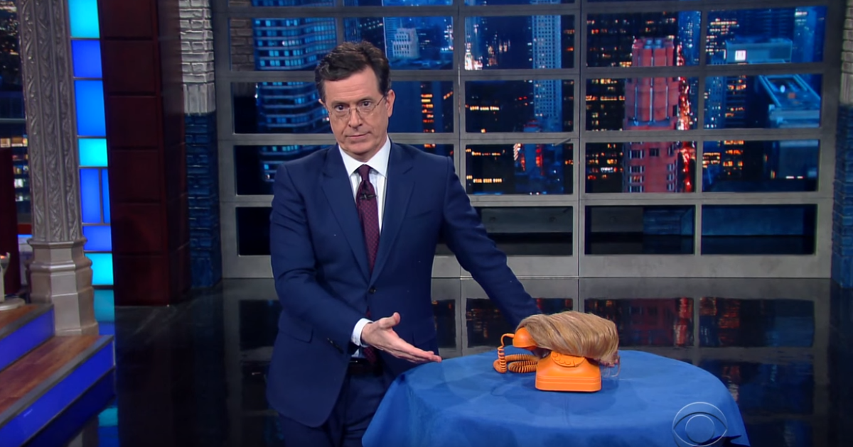 Colbert And Trump Have A Chat On Orange Trump Phone: “What Are You Wearing?”