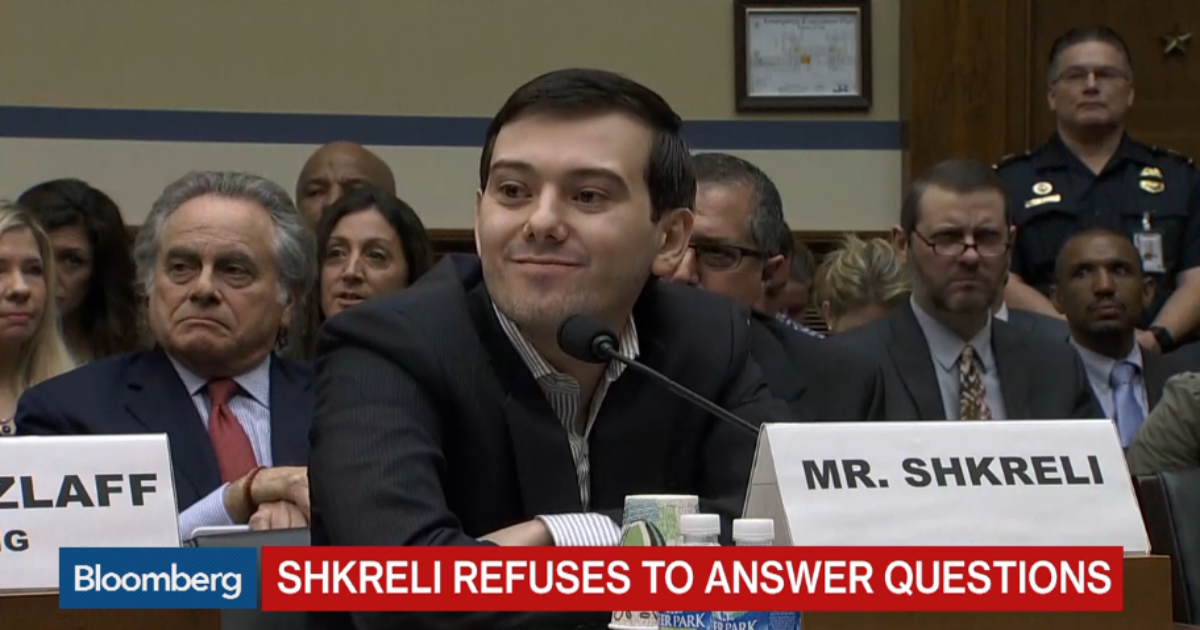 Watch the Smug Pharma Bro Act Like A Simpering Child Before Congress