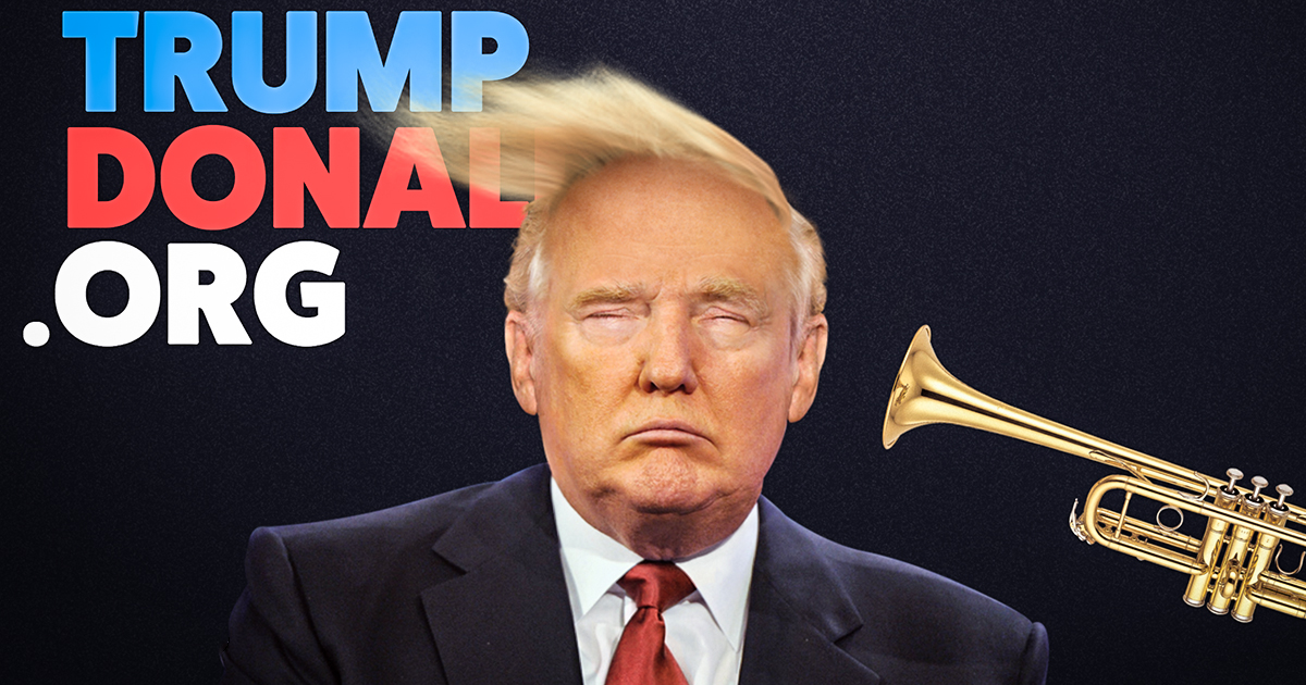 Ever Wanted to Blow Trump’s Hair Away With a Trumpet? Well, Now You Can!