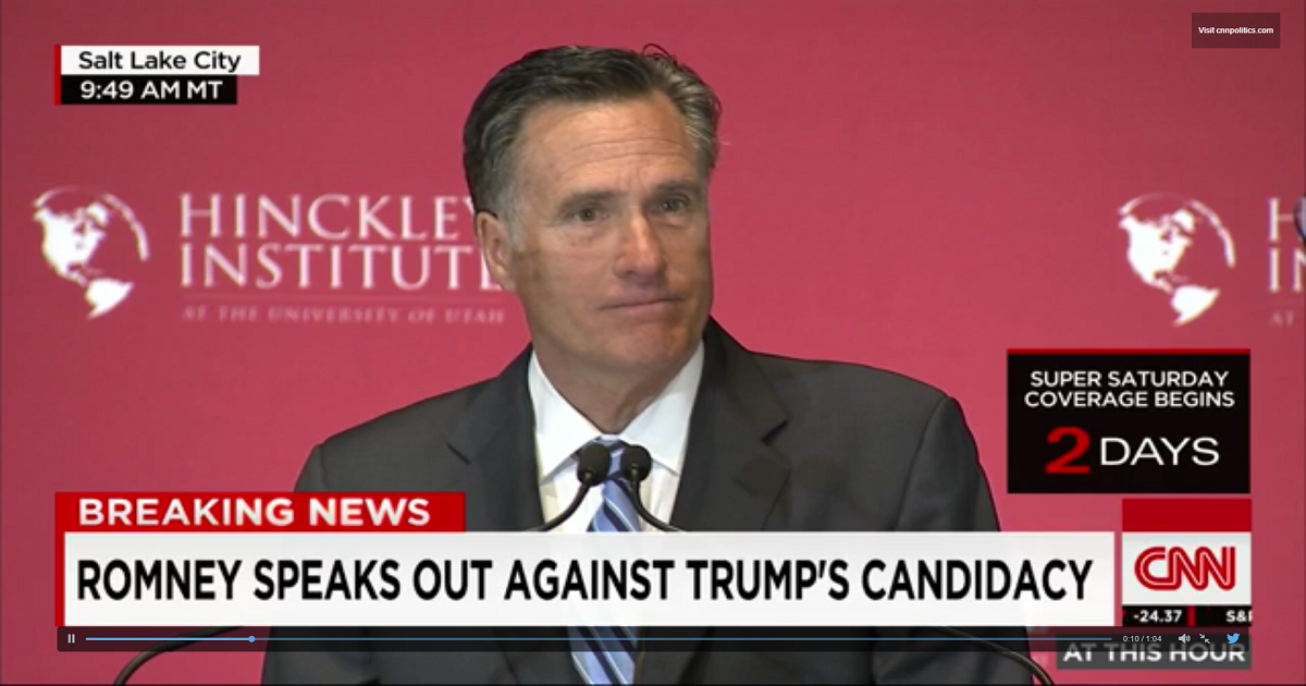 Romney Dedicates Entire Speech To Bashing Trump: RIP Establishment