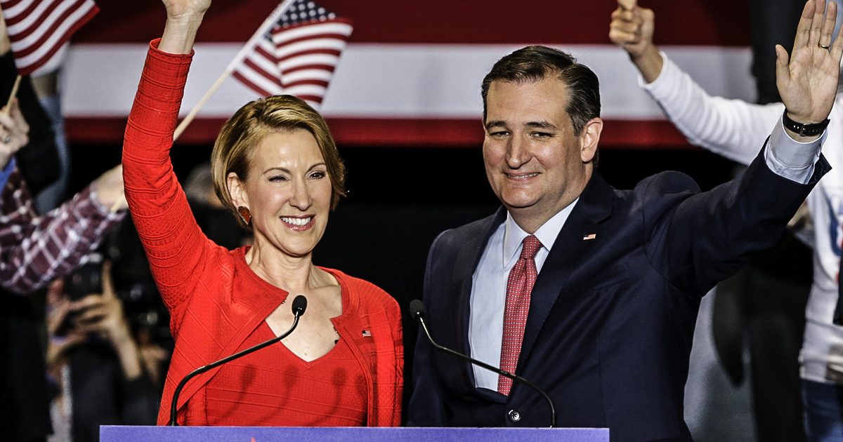 Carly Takes A Tumble: Cruz Sidekick Falls Off Of Stage