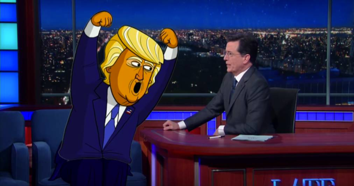 Cartoon Trump Returns To Yell At Stephen Colbert: So Much Better Than The Real Thing