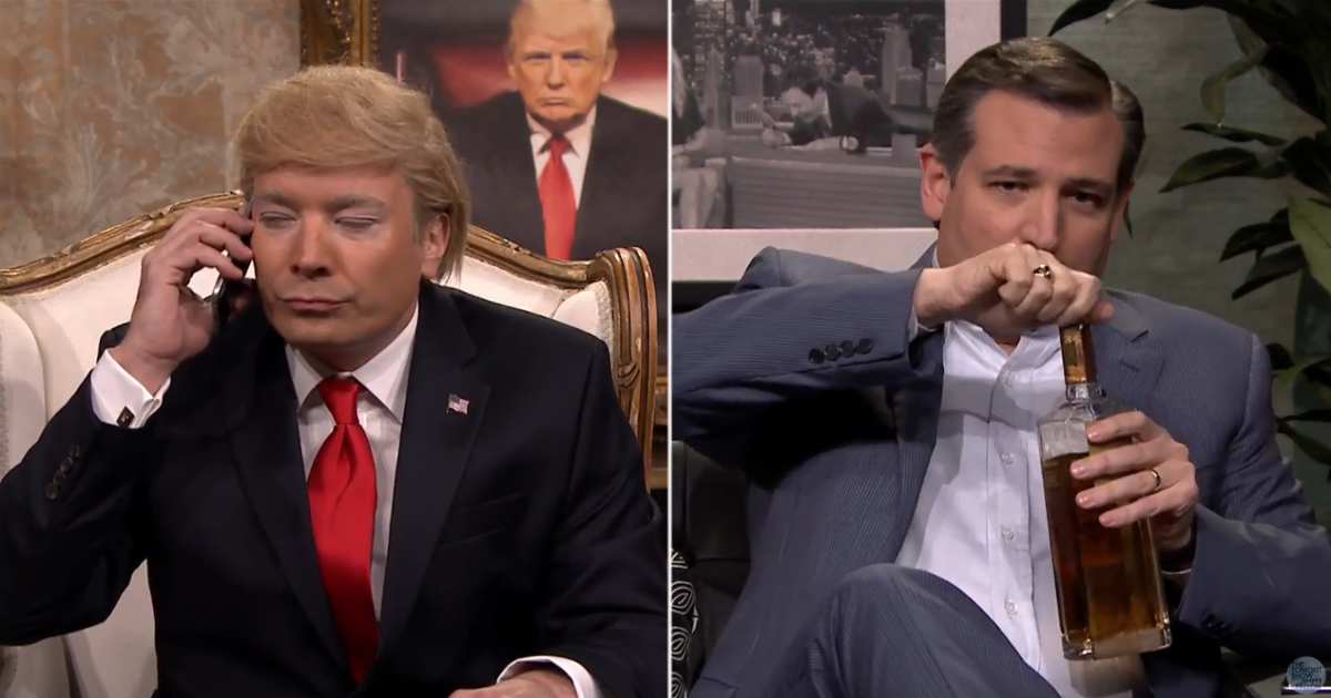 Jimmy Fallon’s Spot-On Trump Impression Drives Ted Cruz To Drink