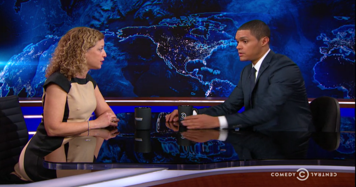 Daily Show Grills Debbie Wasserman Schultz About Rigged Election & Superdelegates