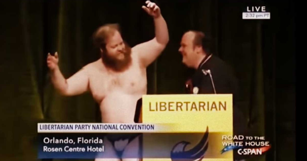 Libertarian Candidate Strips Onstage at Party Convention – The Majority Report