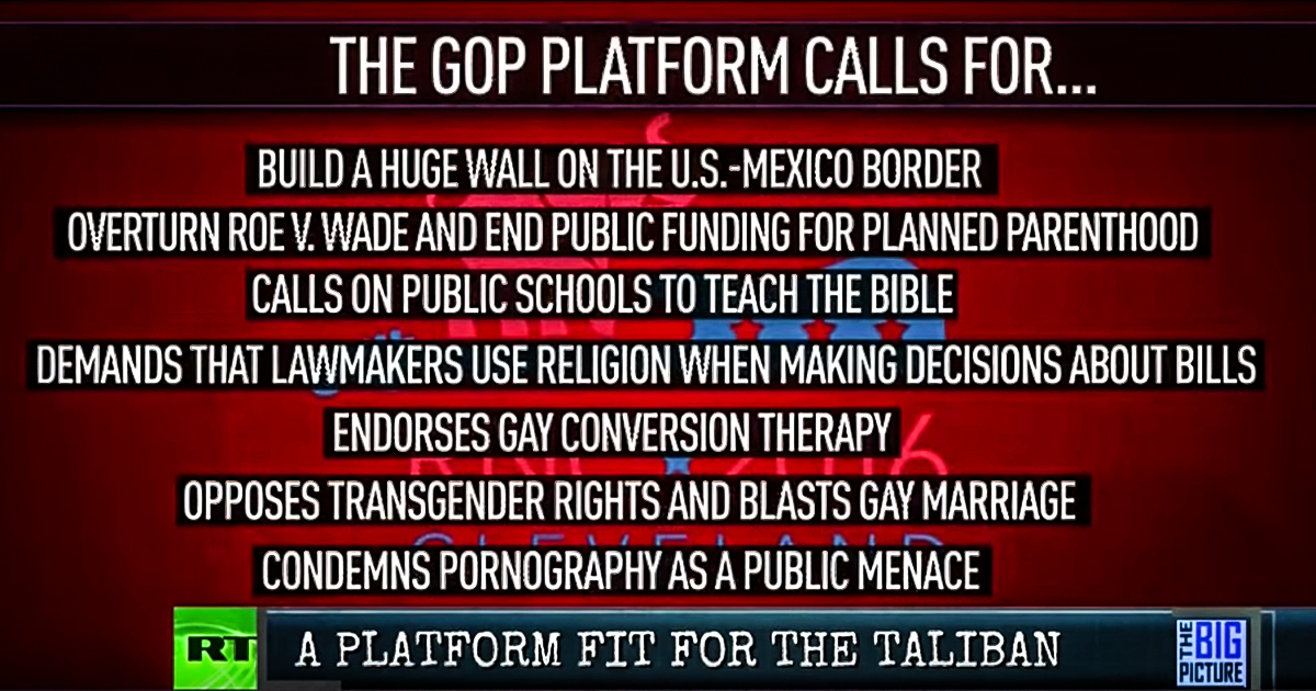 The GOP Platform Is Like Sarah Palin On Acid – The Big Picture