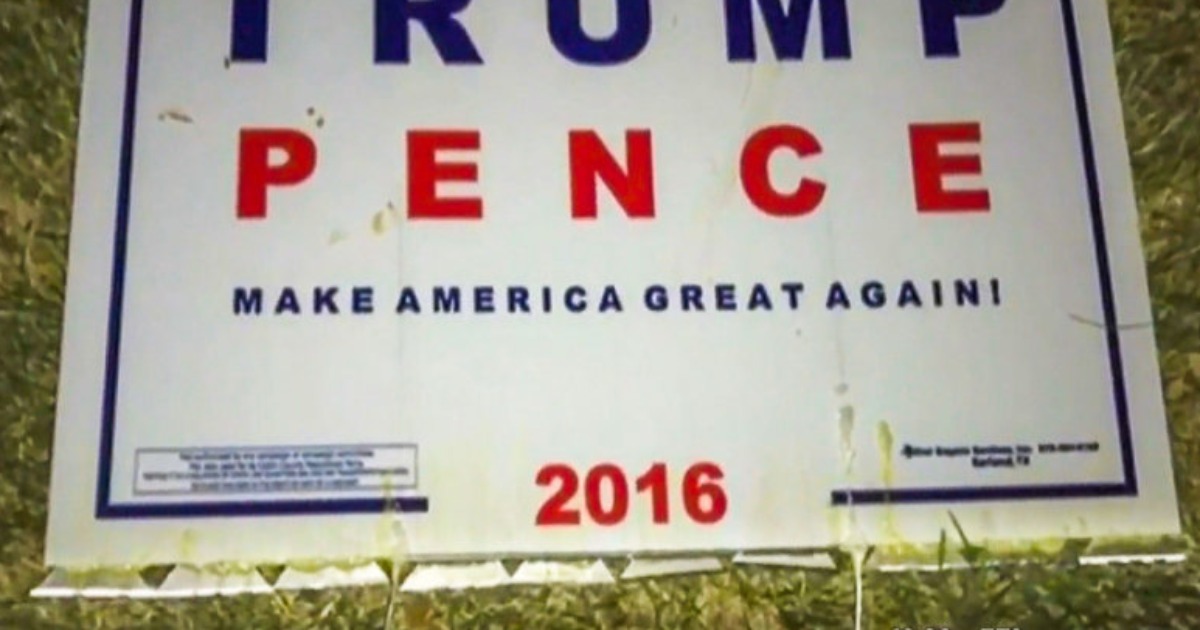 Hateful Trump Fan Hides Razor Blades In Trump Sign Placed Inside Polling Zone – Innocent Poll Worker Harmed