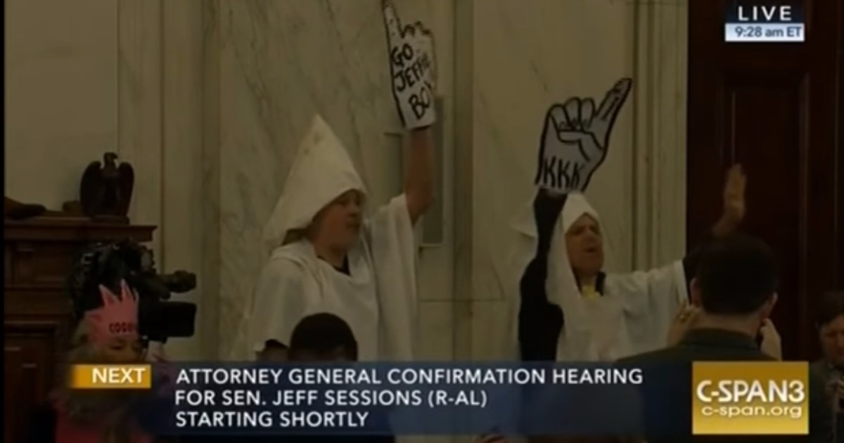 Protesters Dressed in Klansman Robes Interrupt Jeff Sessions’ Confirmation Hearing