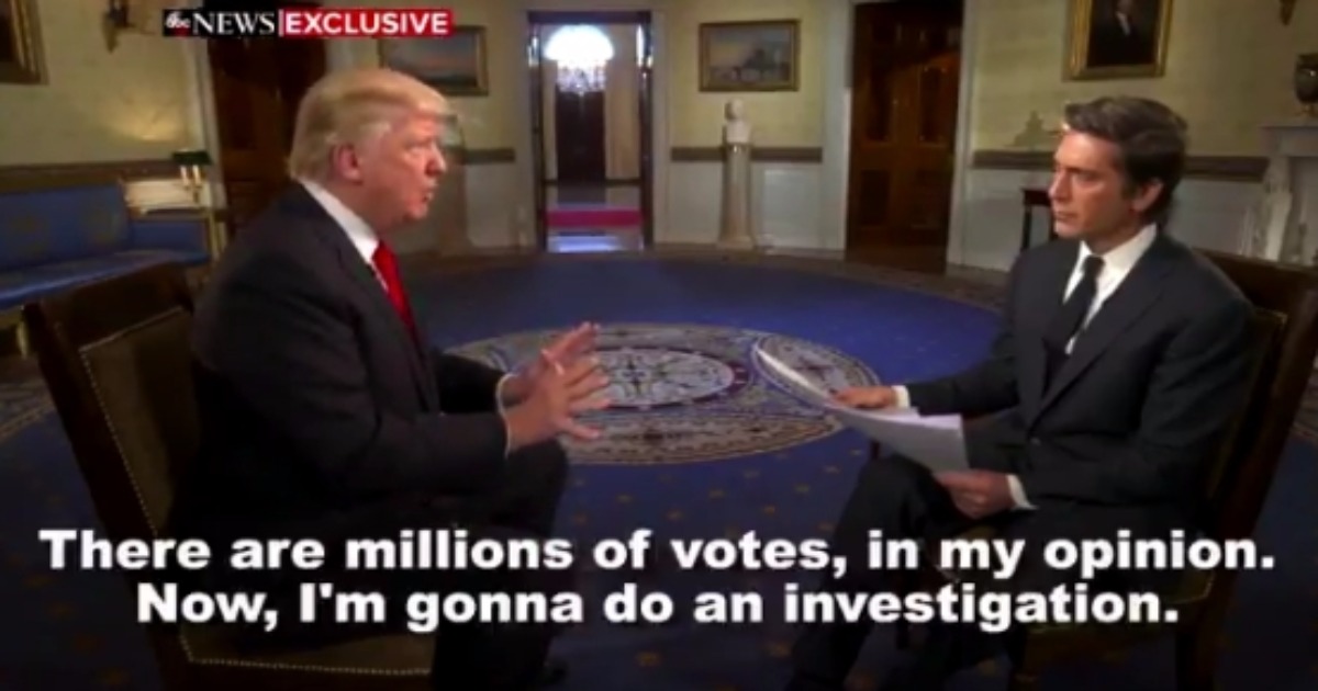 Watch: Our President Explains His Dangerous Argument For Claiming Million of Illegal Votes