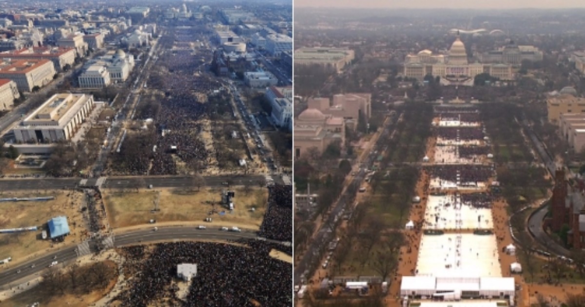 Moments Away from Taking His Oath, Trump Crowds Just a Whisper of What They Were in 2009 for Obama