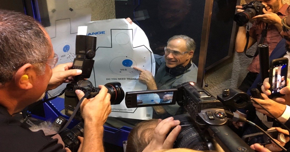 Texas Gov. Carries Bullet-Riddled Target Practice Sheet & ‘Jokes’ About Shooting Reporters